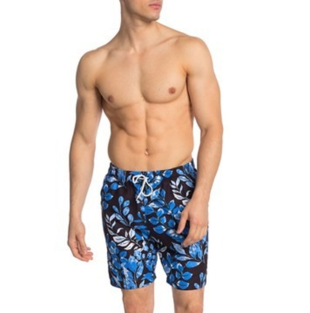 New w/Tags Kennington Men's Floral Wave Swim Trunks - XL